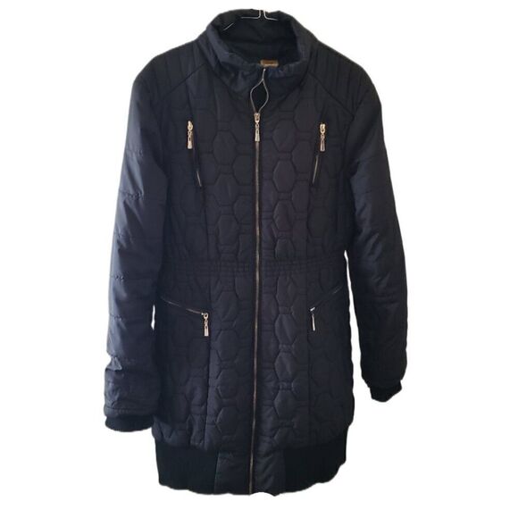 Daisy Black Quilted Jacket with Gold Tone Zips - Picture 1 of 3